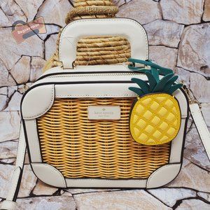 #bagsavenue fast ship Wicker Trunk Traveler Crossbody Pineapple Charm Kate spade